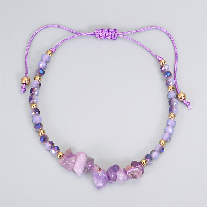 Unisex Amethyst Purify Knit Bracelet with 8mm Healing Stones
