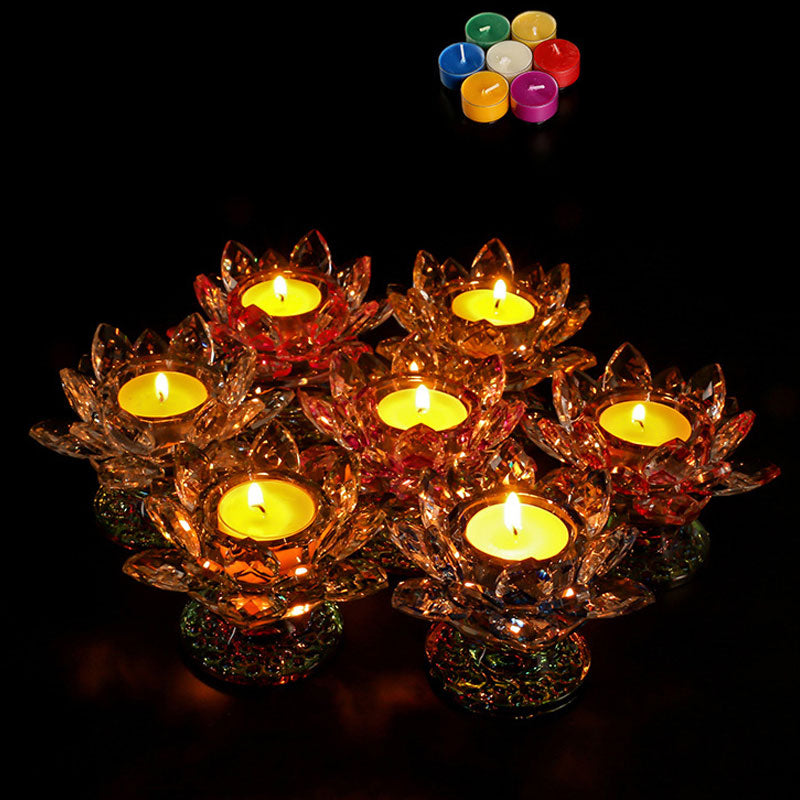 Citrine & White Crystal Tibetan Lotus Candlestick Ornament