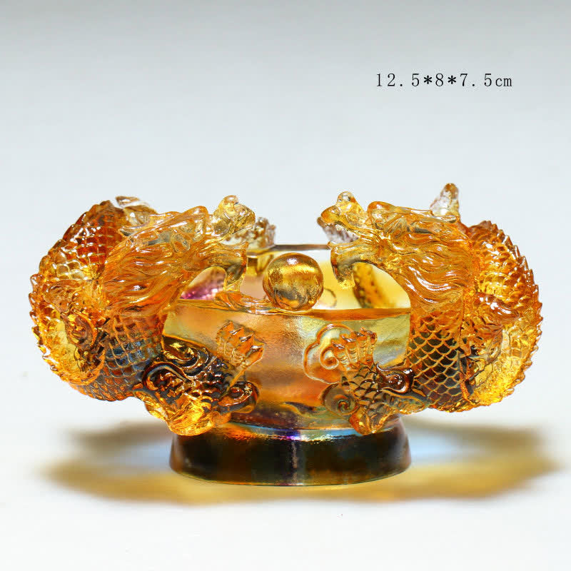 Handmade Liuli Feng Shui Dragon Statue Small & Medium