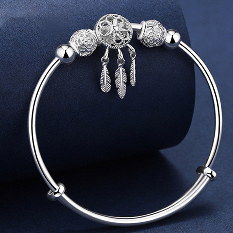 Bracelet à breloques attrape-rêves en cuivre blanc pour la chance et la guérison
