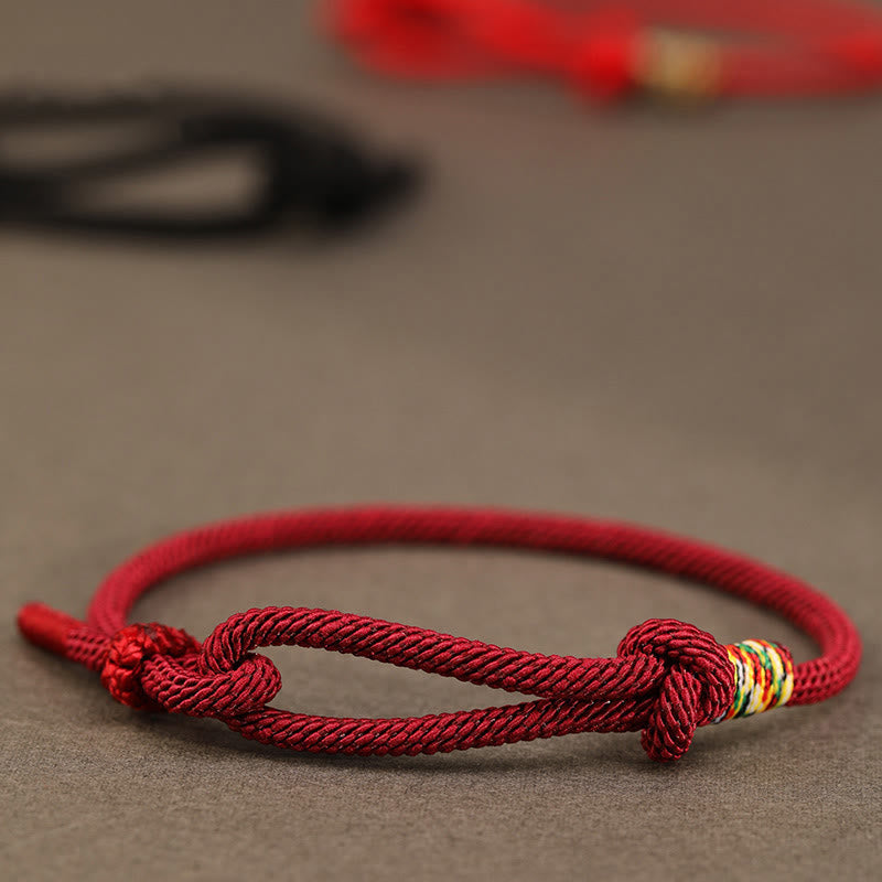 Bracelet porte-bonheur en argent sterling 925 avec cordon rouge foncé