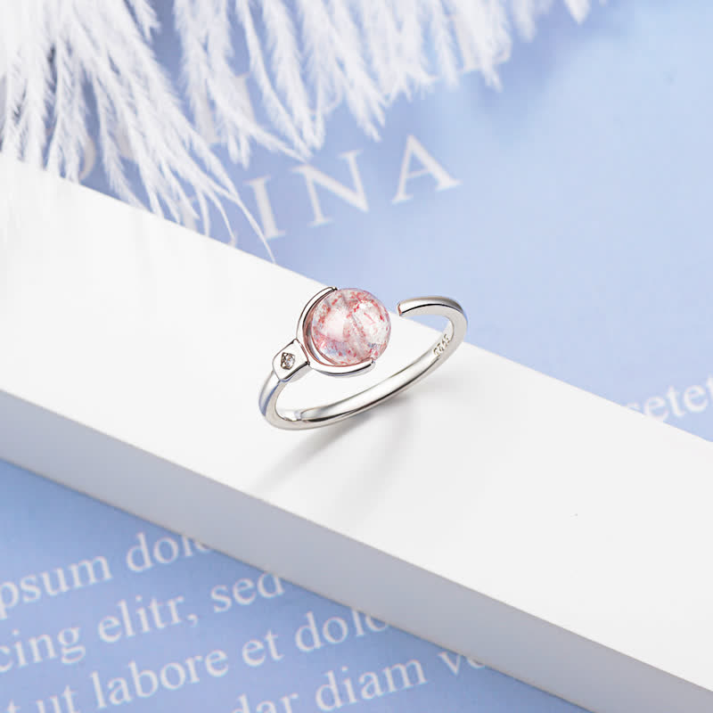 Bague apaisante en cristal rose de 6 mm favorisant l'amour-propre