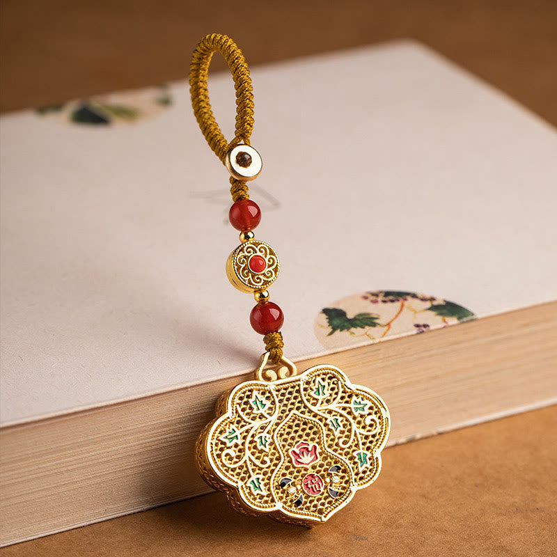Agate Fu Character Key Chain for Good Luck & Blessing
