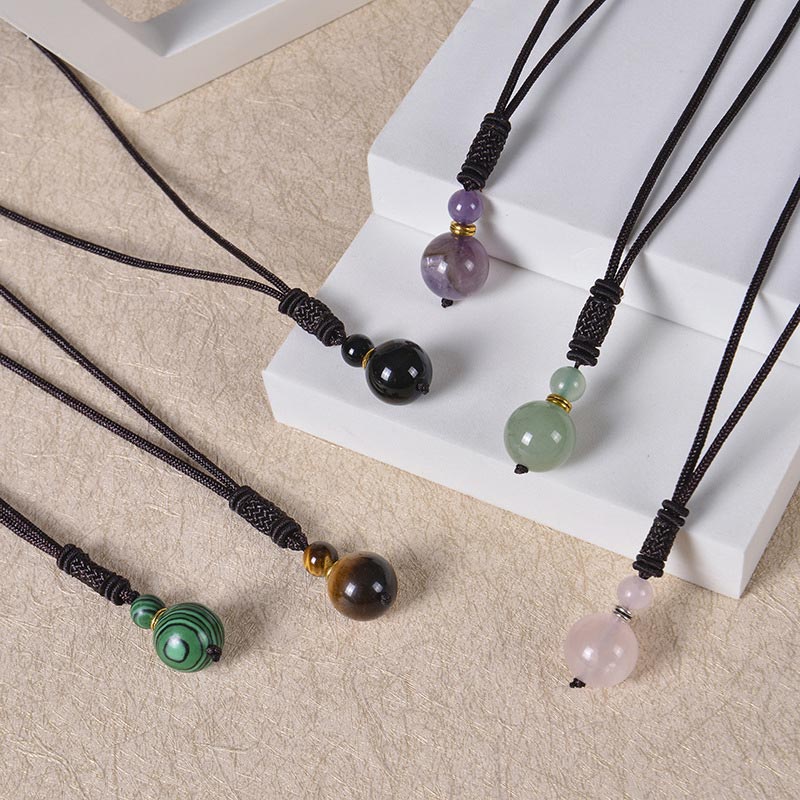 Collier unisexe en jade de 70 cm avec perles en œil de tigre et améthyste