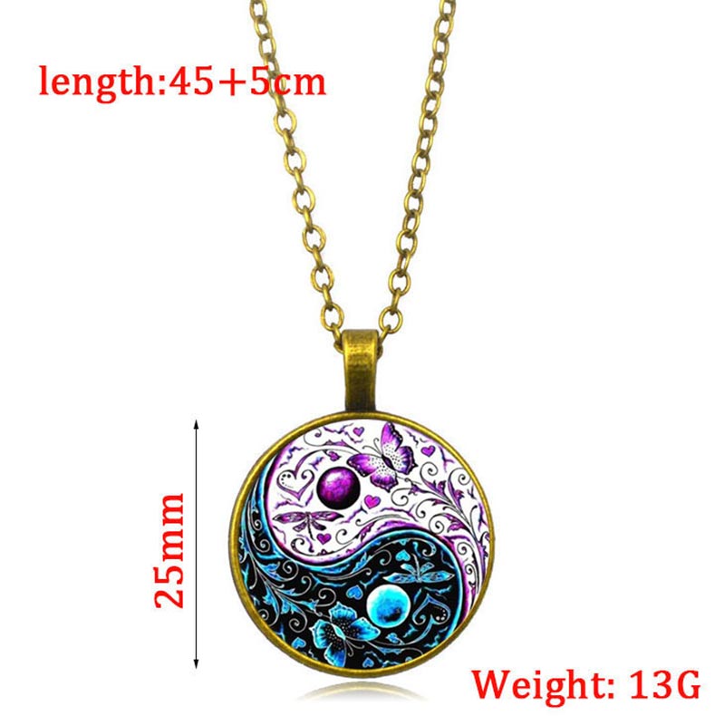 Collier pendentif équilibre Yin Yang en cuivre unisexe