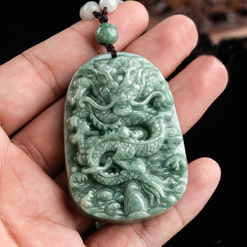 Collier de prospérité en jade fait main, perles de 6 mm