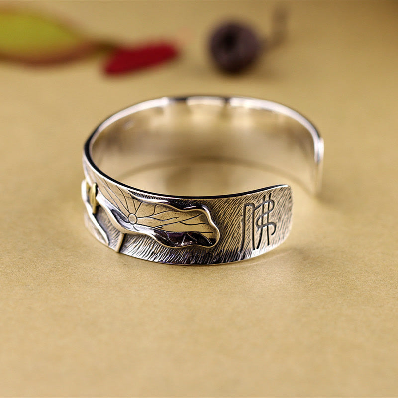 Bracelet Calme Fleur de Lotus en Argent Sterling 925 Réglable