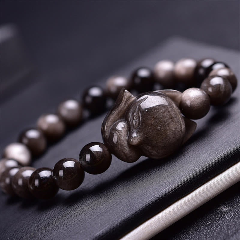 Silver Sheen Obsidian Protection Bracelet
