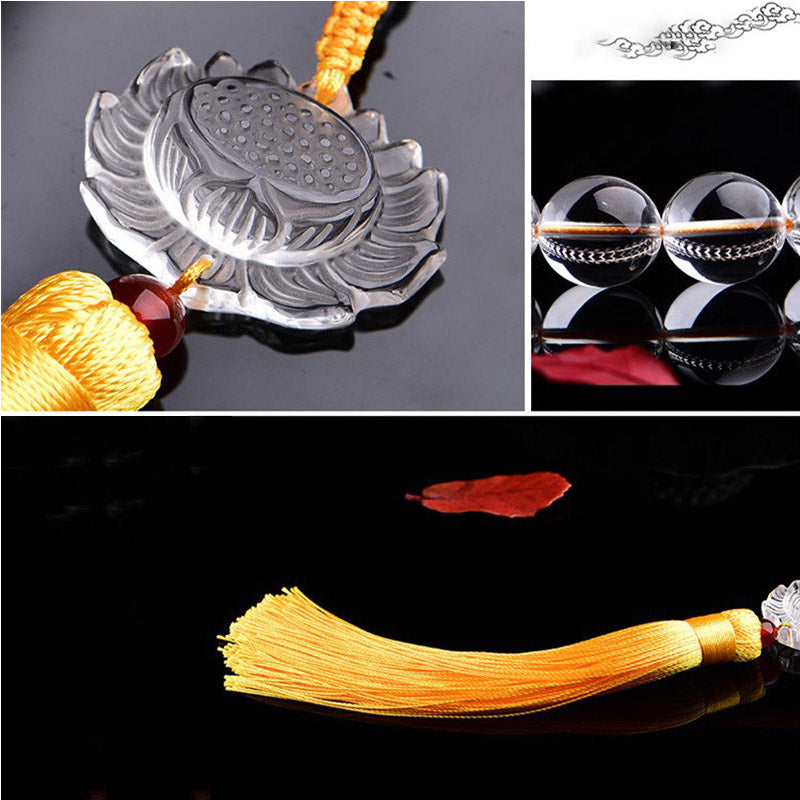Bracelet de méditation Mala en cristal blanc Lotus 14 mm
