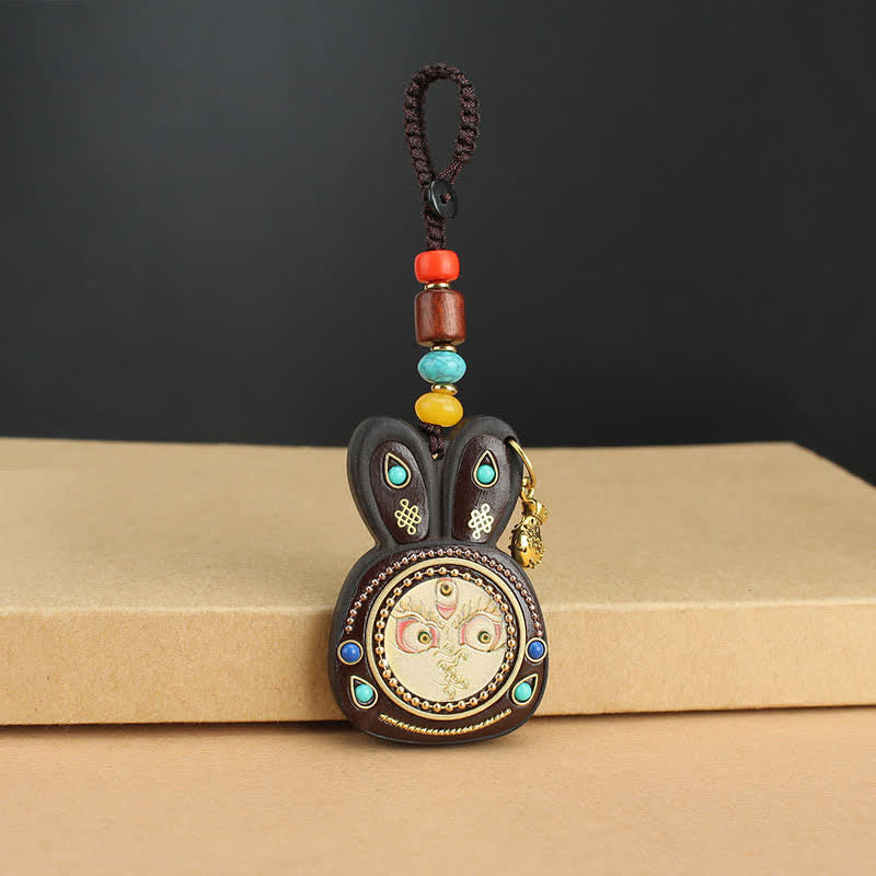 Porte-clés Thangka en ébène, cinq dieux de la richesse, bijoux spirituels