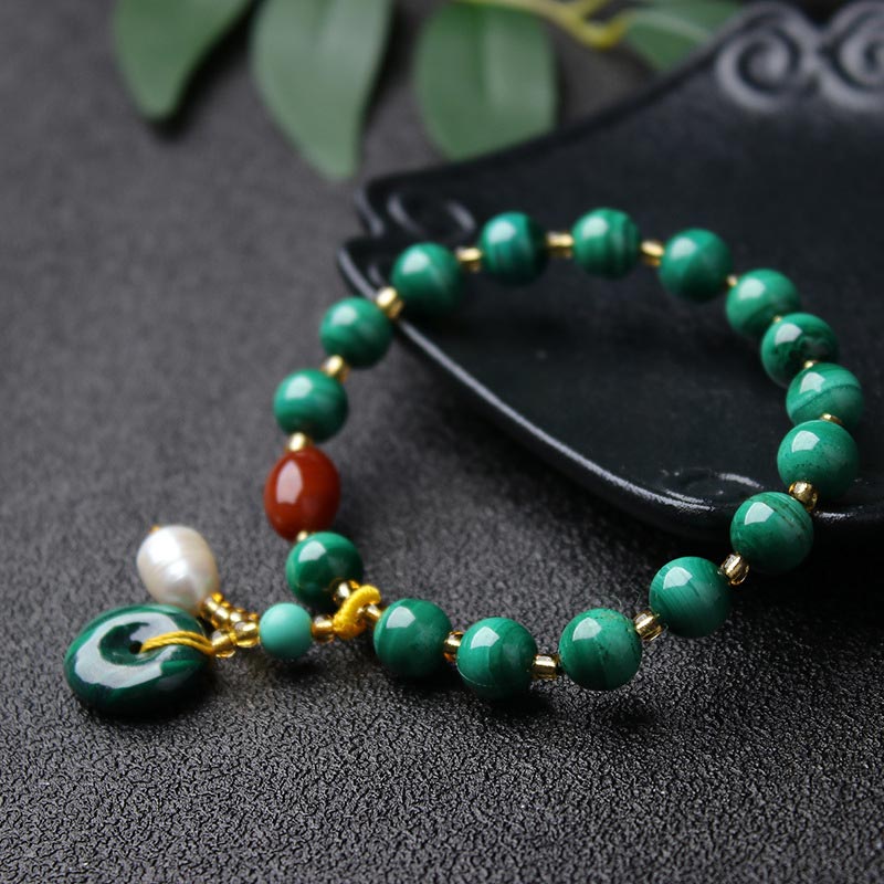 Bracelet de protection en agate rouge malachite 7 mm