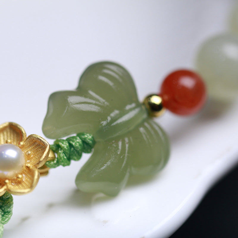 Bracelet porte-bonheur papillon en jade en argent sterling 925