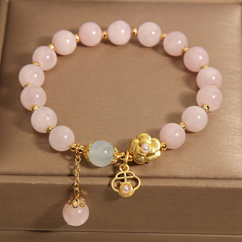 Bracelet porte-bonheur en cristal rose 14-17 cm