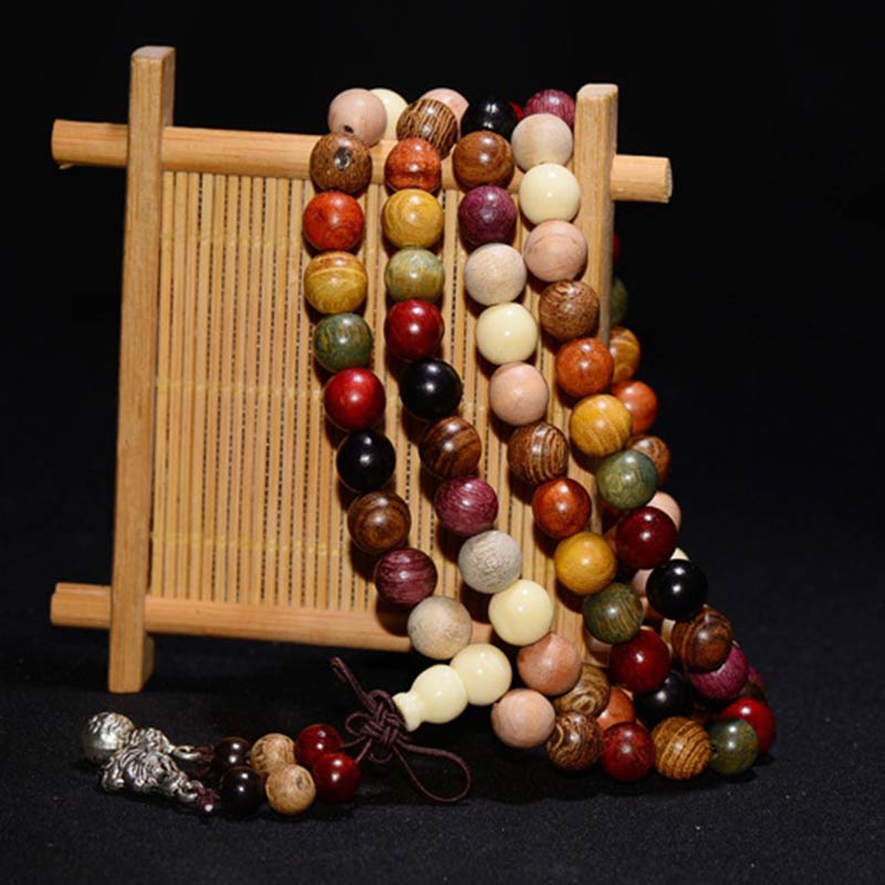 108 Beads Wenge Wood Mala Bracelet for Meditation & Balance