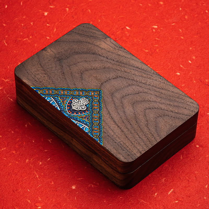 Boîte à bijoux vintage en bois de noyer noir, faite à la main