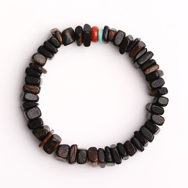 Bracelet d'équilibre en agate rouge et bois d'agar pour la méditation et la paix