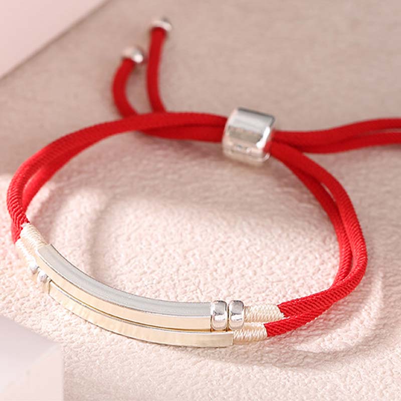Bracelet tressé en argent sterling avec cordon rouge pour la chance et la protection