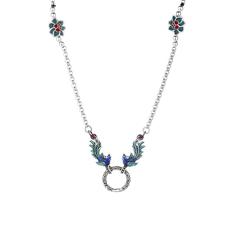 Collier Phénix et Lotus en Cuivre pour la Chance et la Protection