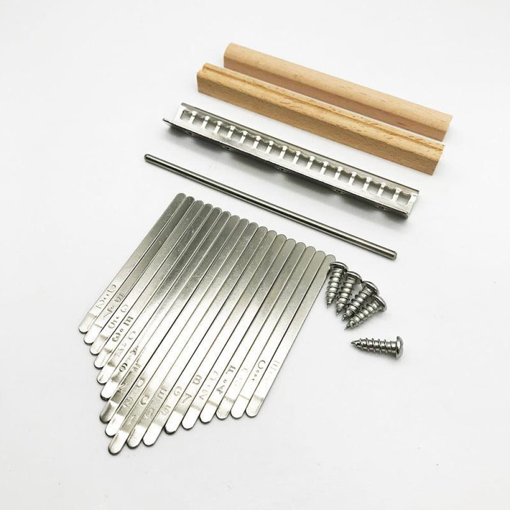 Disassembled DIY 17/21 Kalimba Keys Mbira Thumb Piano with metal tines and wood parts
