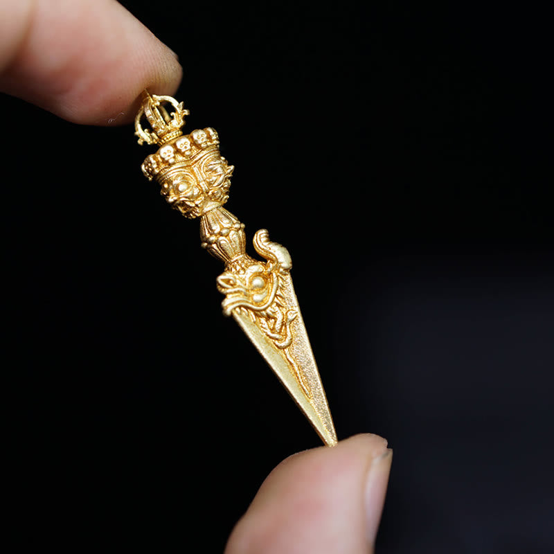 Pendentif spirituel Dorje Vajra | Laiton et cuivre | Décoration suspendue de 47 mm