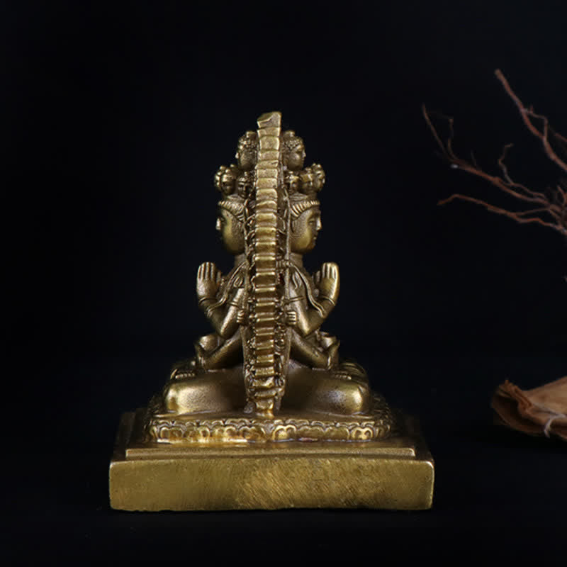 Statue en cuivre d'Avalokitesvara à mille mains à double face