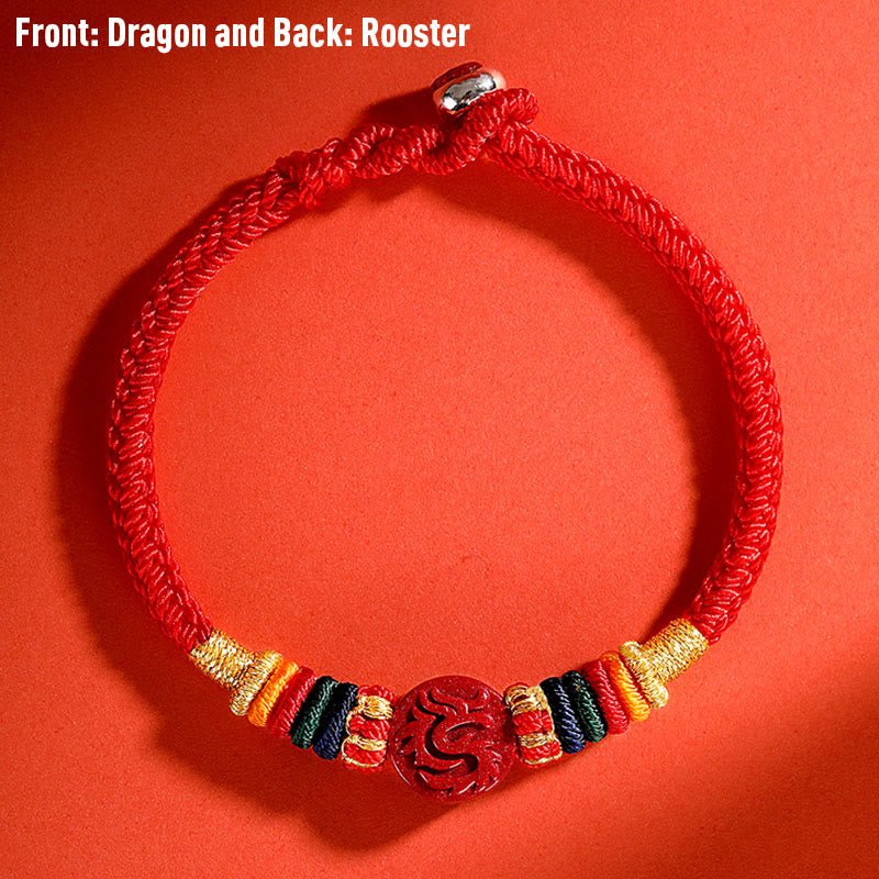 Bracelet Dragon 16 cm avec bénédiction du zodiaque chinois en cinabre
