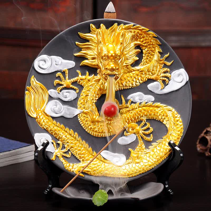 Brûleur d'encens à reflux en céramique Dragon pour la méditation