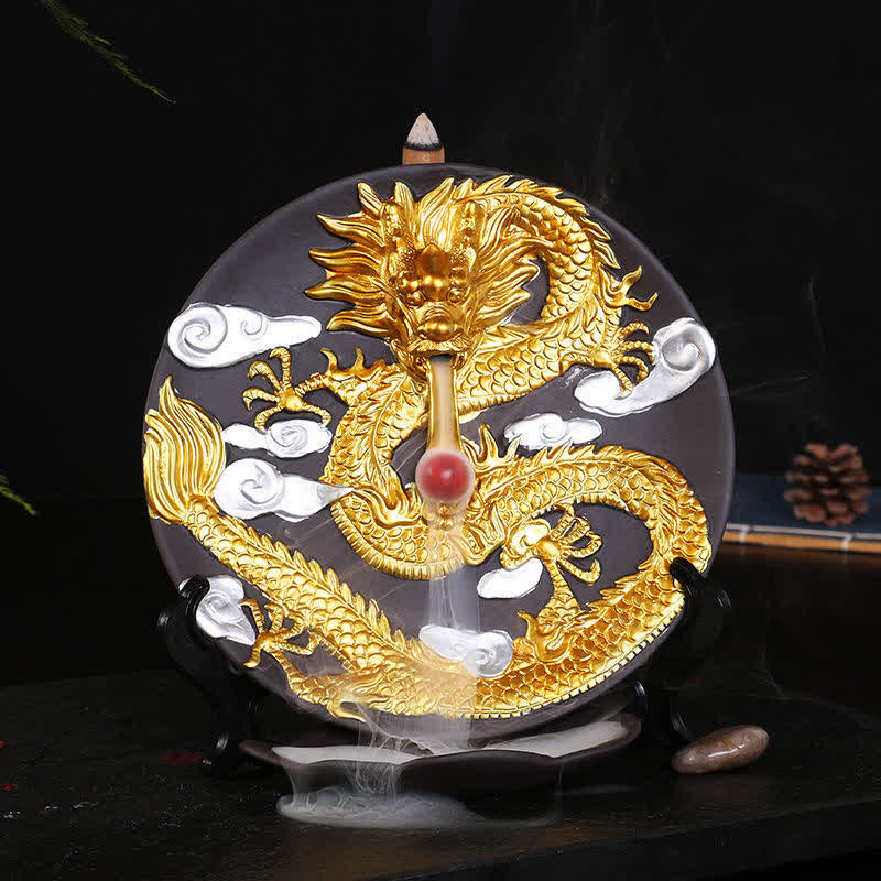 Brûleur d'encens à reflux en céramique Dragon pour la méditation