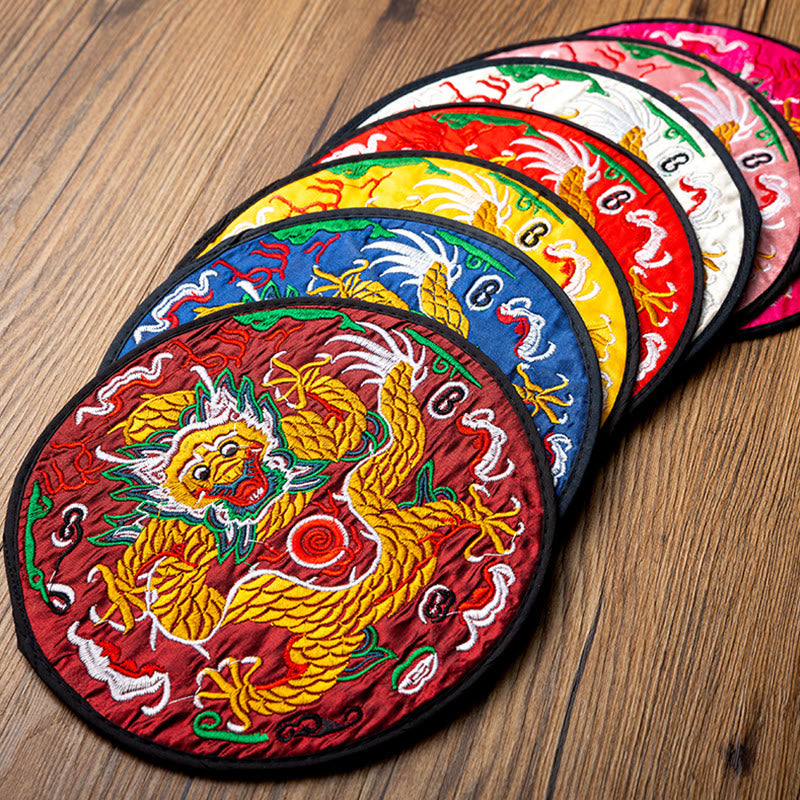 Sous-verre brodé dragon | Spiritual Home Accents 19 cm