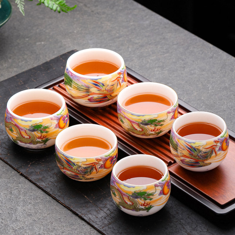 Tasse à thé en céramique Dragon et Phénix 190 ml | Vaisselle spirituelle