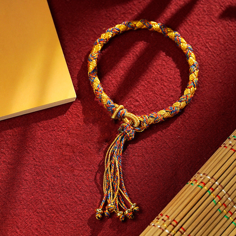 Bracelet porte-bonheur en écailles de dragon avec cinq dieux de la richesse