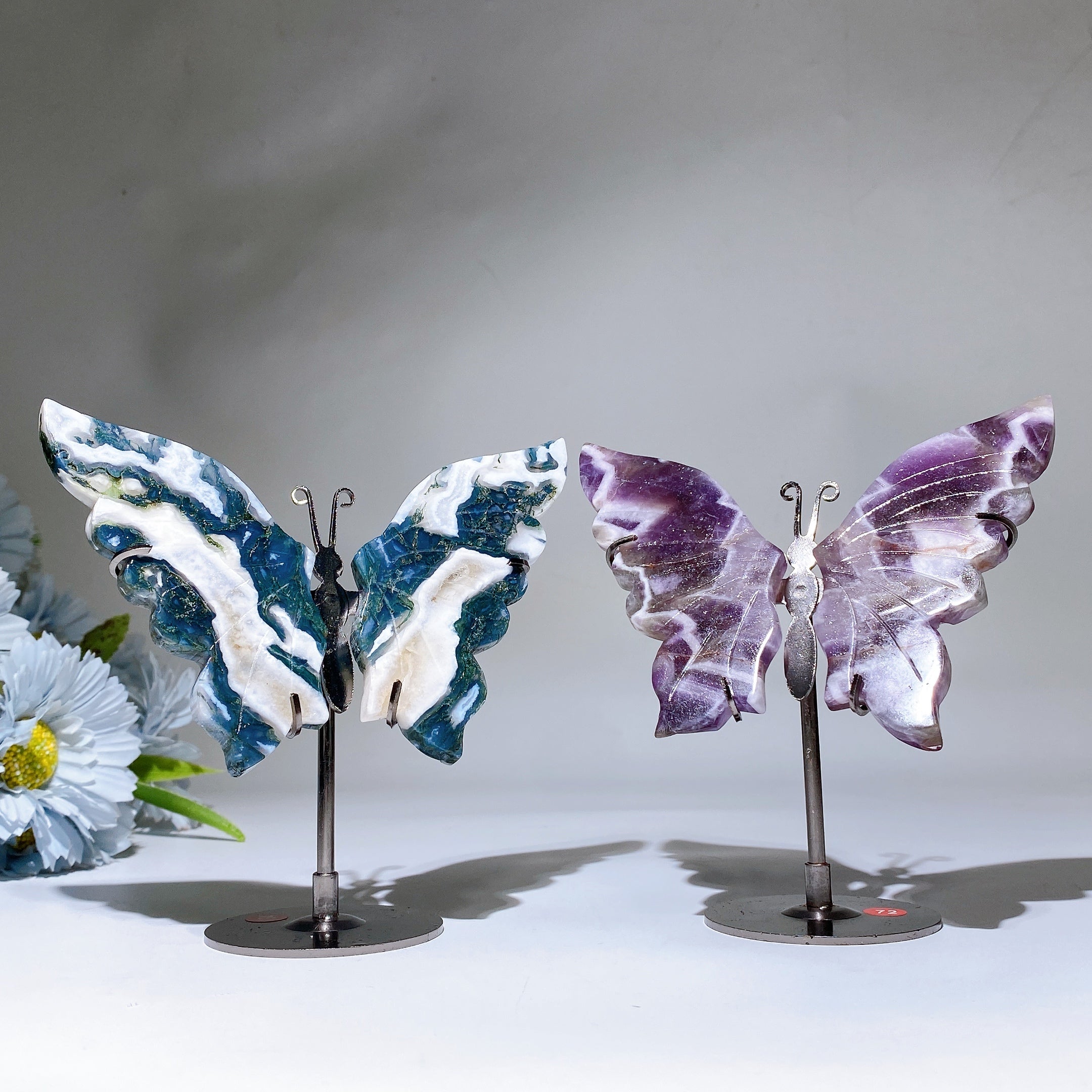Sculpture d'ailes de papillon en cristal d'améthyste de rêve 14 cm