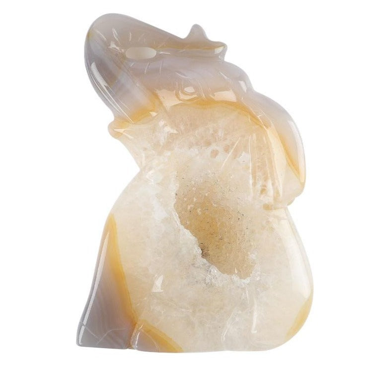 Sculpture en cristal d'éléphant en agate druzy 2,85 pouces