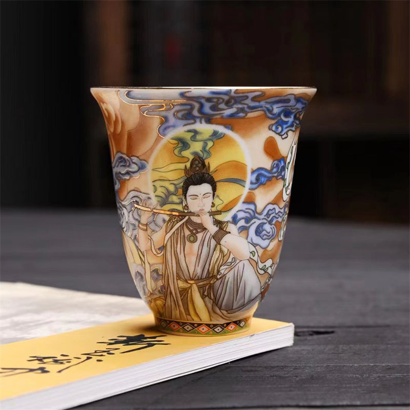 Tasse à thé en céramique Dunhuang Flying Apsaras 100 ml, décor zen