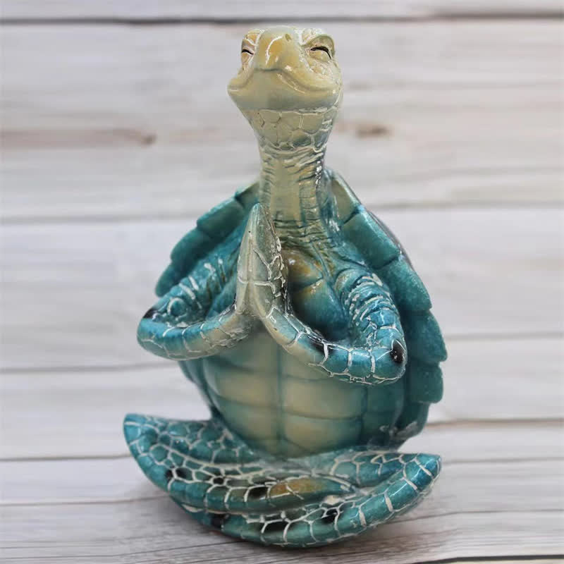 Statue de tortue tibétaine en résine méditant le yoga pour la sagesse