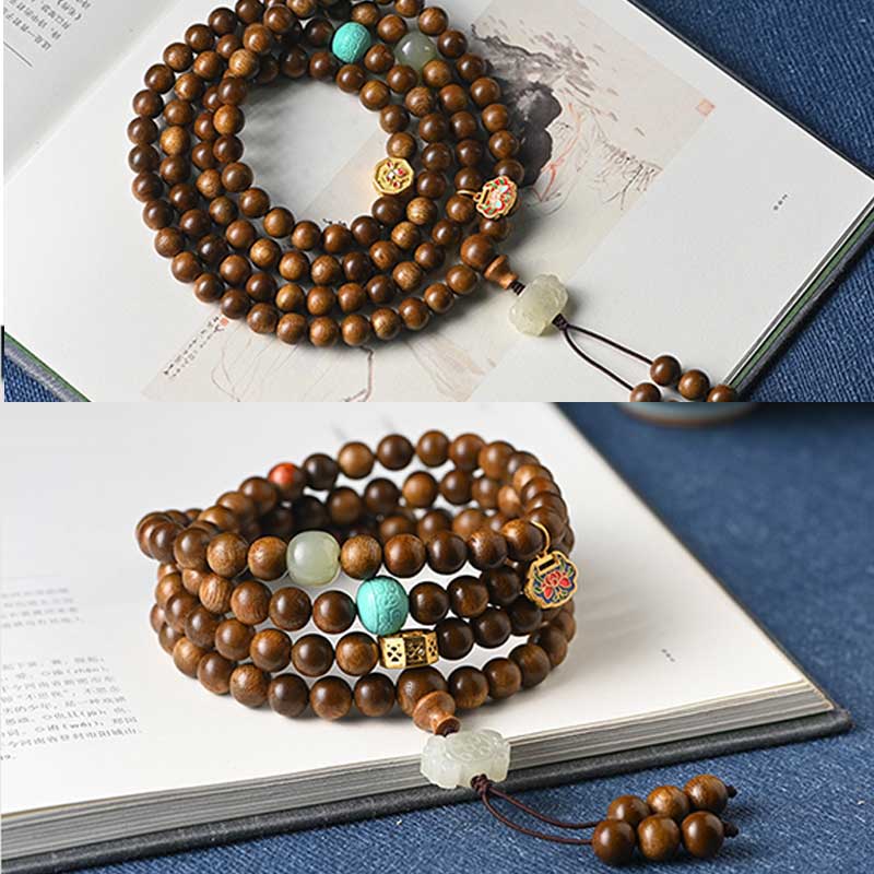 Bracelet Mala Protection Calme en Bois de Rose 6 mm