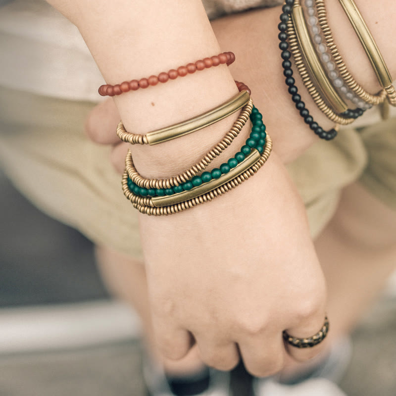 Triple Wrap Protection Agate Bracelet | Copper & Various Stones