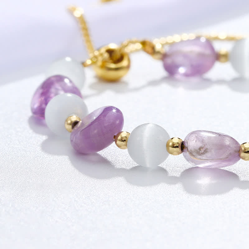 Bracelet de conscience spirituelle en améthyste avec cristal rose et quartz