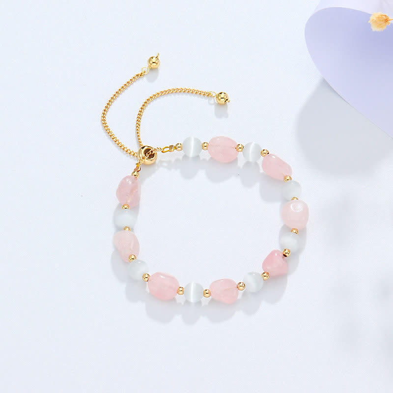 Bracelet de conscience spirituelle en améthyste avec cristal rose et quartz