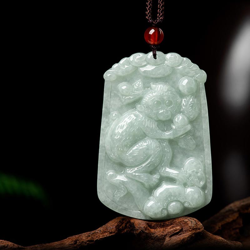 Unisex Jade Necklace with 12 Chinese Zodiac Pendants for Abundance