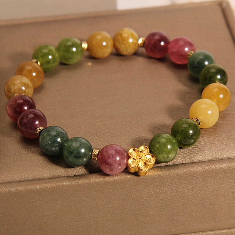 Bracelet spirituel positif en tourmaline colorée naturelle 14-16 cm