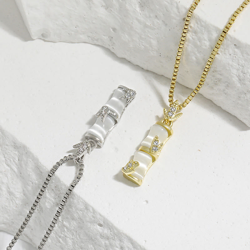 Collier spirituel en calcédoine et bambou, pendentif 47 cm