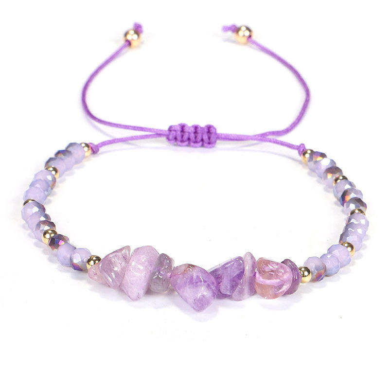 Unisex Amethyst Purify Knit Bracelet with 8mm Healing Stones