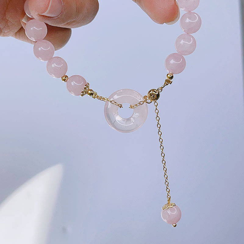 Bracelet d'amour avec boucle de paix en cristal rose pour la tranquillité intérieure