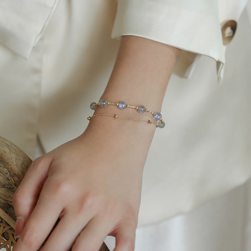 Bracelet chaîne en or 18 carats avec pierre de lune Love & Calm