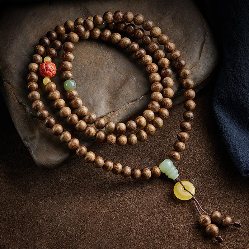 8mm Agarwood Jade Wood Mala Beads Bracelet for Balance