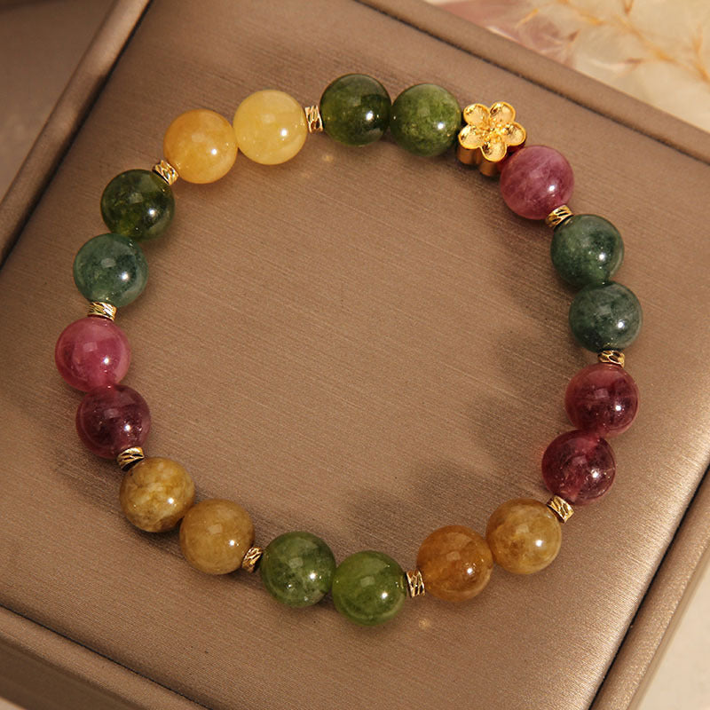 Bracelet spirituel positif en tourmaline colorée naturelle 14-16 cm