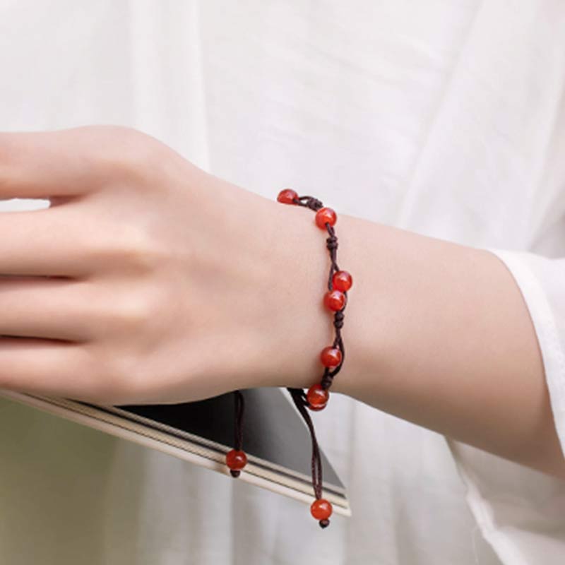 Calming Red Agate Moss Agate Cinnabar Bracelet