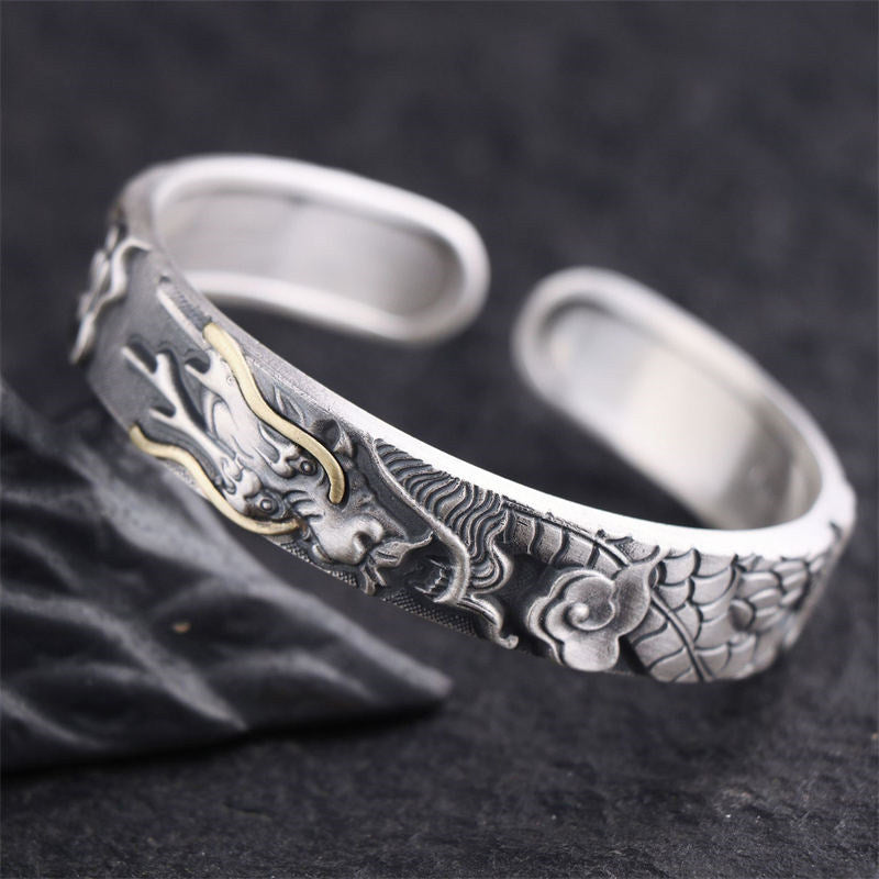 999 Sterling Silver Dragon Strength Protection Bracelet