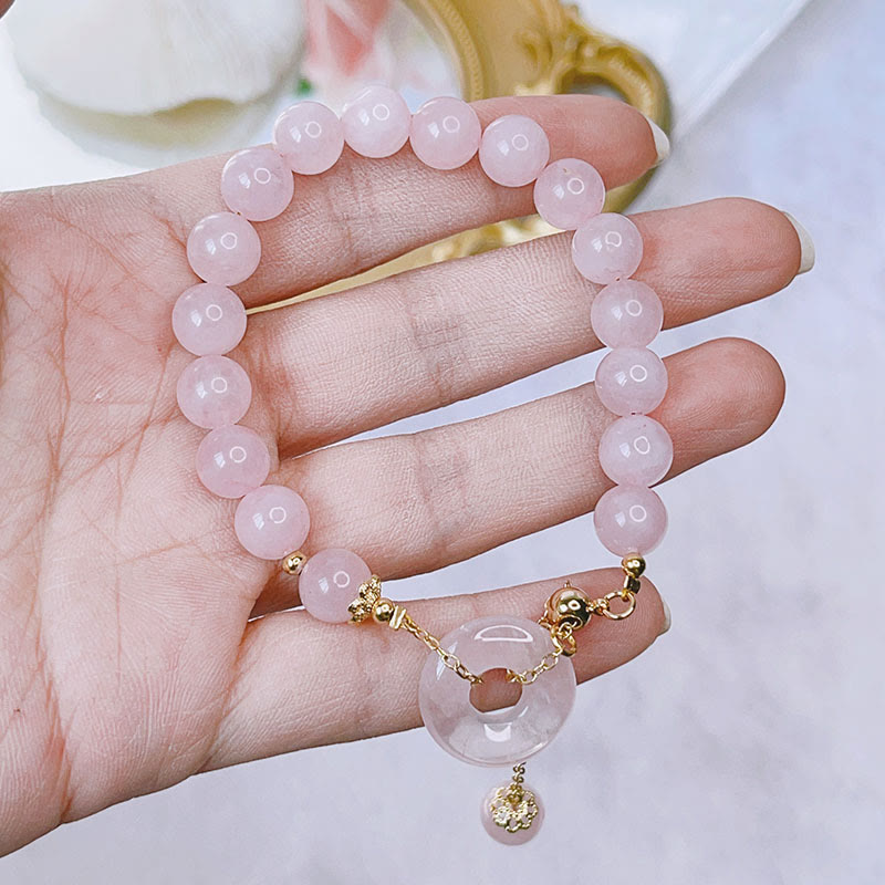 Bracelet d'amour avec boucle de paix en cristal rose pour la tranquillité intérieure